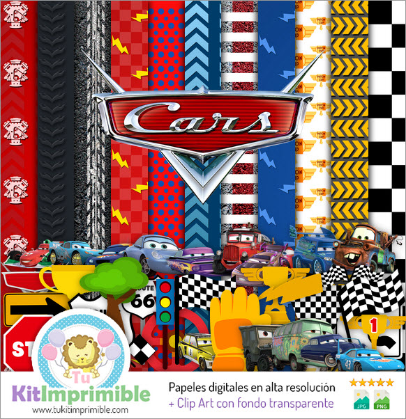 Cars Mcqueen M4 Digital Paper - Patterns, Characters and Accessories