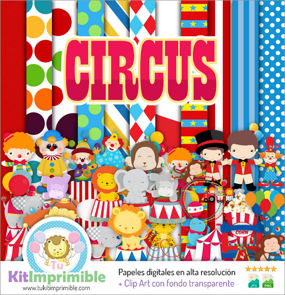 Circus Clowns Digital Paper M2 - Muster, Figuren und Zubehör