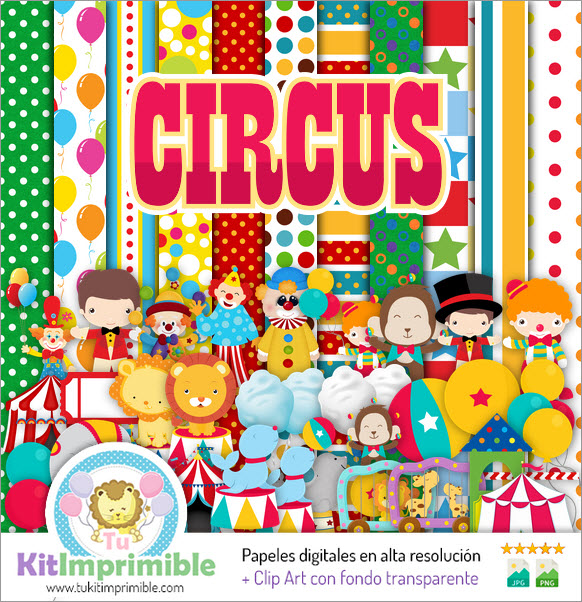 Circus Clowns Digital Paper M5 - Muster, Figuren und Zubehör