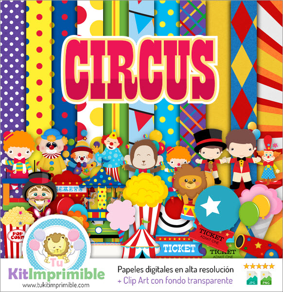 Circus Clowns Digital Paper M7 - Muster, Figuren und Zubehör