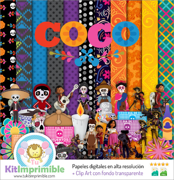 Цифровая бумага Coco M3 - выкройки, персонажи и аксессуары