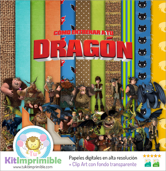Papier numérique Comment dresser votre dragon M2 - Motifs, personnages et accessoires