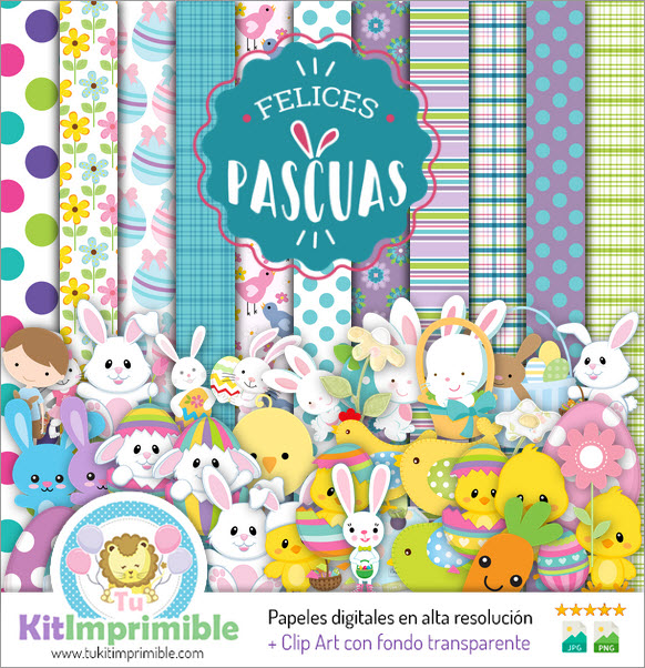 Easter Bunny Digital Paper M2 - Muster, Charaktere und Zubehör