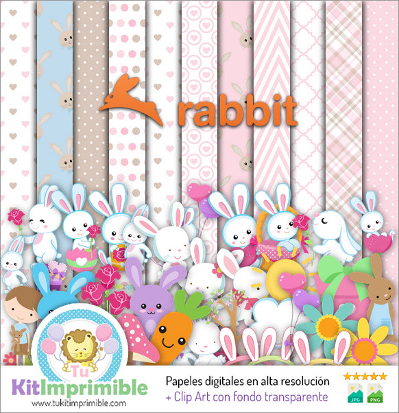 Kaninchen M1 Digital Paper - Muster, Charaktere und Zubehör