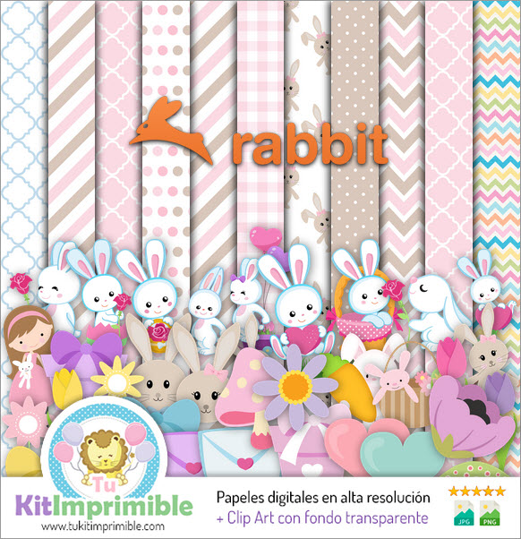 Digital Paper Rabbits M2 - Patrons, Personnages et Accessoires