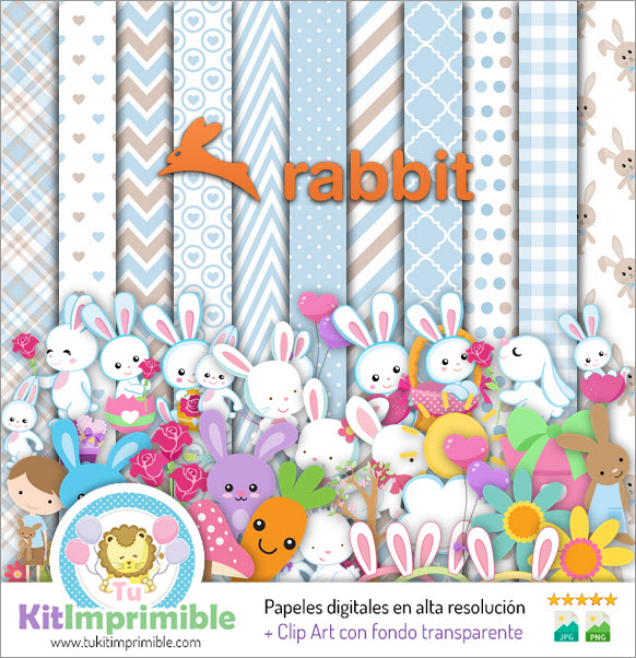 Rabbits M3 Digital Paper - Patterns, Characters and Accessories