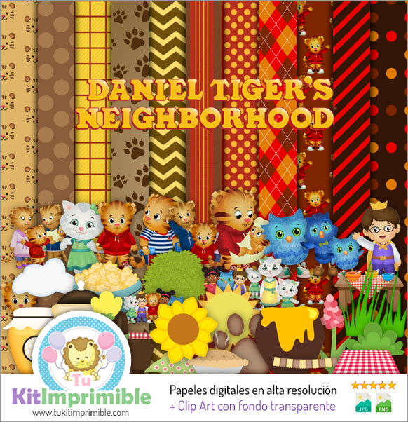 Цифровая бумага Daniel the Tiger M1 - выкройки, персонажи и аксессуары