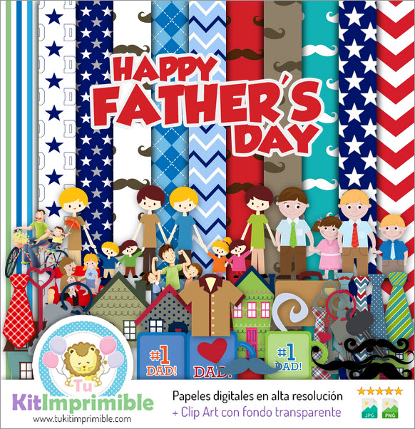 Father's Day Digital Paper M2 - Patterns, Characters and Accessories