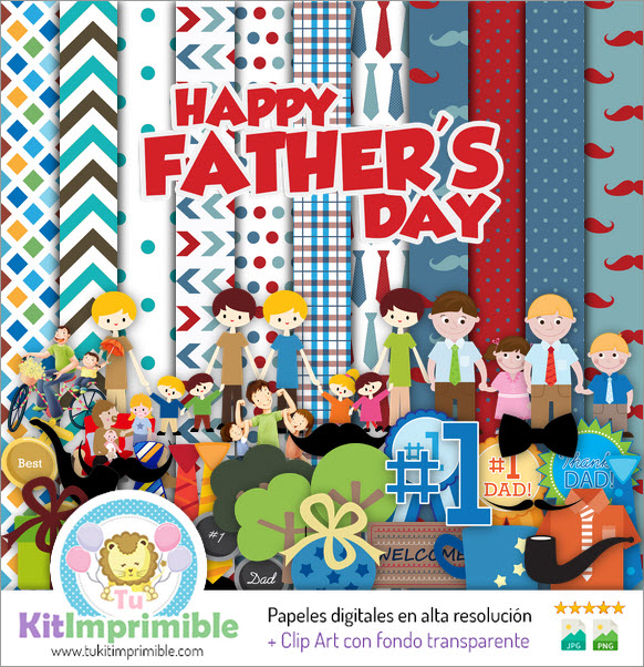 Father's Day Digital Paper M3 - Patterns, Characters and Accessories