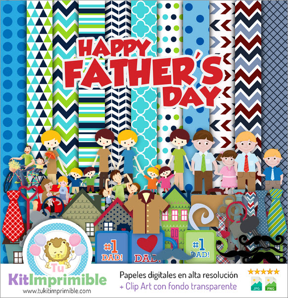 Digital Paper Father's Day M5 - Patterns, Characters and Accessories