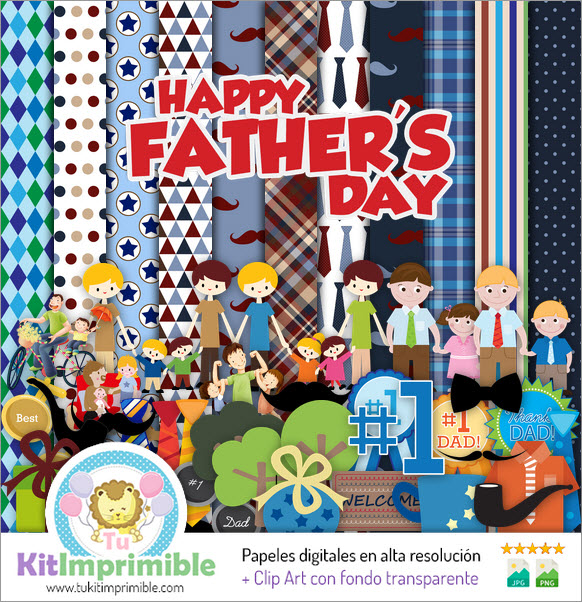 Father's Day Digital Paper M6 - Patterns, Characters and Accessories