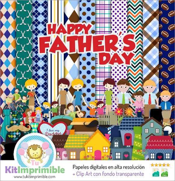 Father's Day Digital Paper M7 - Patterns, Characters and Accessories