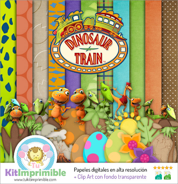 Цифровая бумага Dino Train M1 - выкройки, персонажи и аксессуары