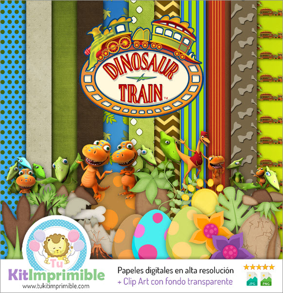Цифровая бумага Dino Train M2 - выкройки, персонажи и аксессуары