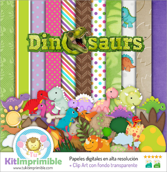 Dinosaurs M3 Digital Paper - Muster, Charaktere und Zubehör