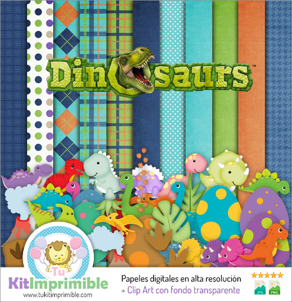Dinosaurs Digital Paper M4 - Muster, Charaktere und Zubehör