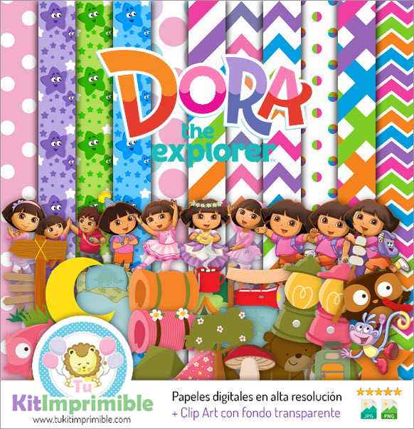 Papier numérique Dora l'exploratrice M2 - Motifs, personnages et accessoires