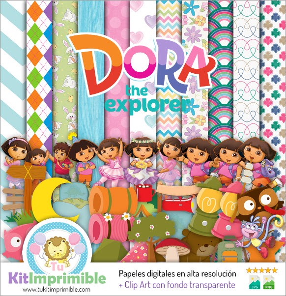 Papier numérique Dora l'exploratrice M3 - Motifs, personnages et accessoires