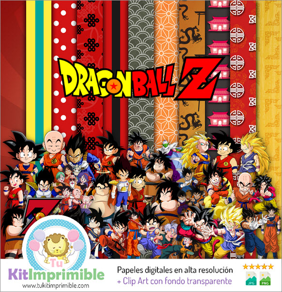 Papel digital Dragon Ball Z M1 - padrões, personagens e acessórios