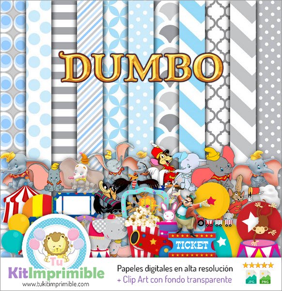 Цифровая бумага Dumbo M1 - выкройки, персонажи и аксессуары