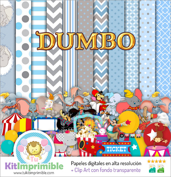 Papel digital Dumbo M2 - padrões, personagens e acessórios