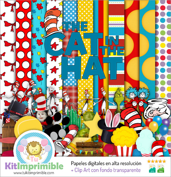 Digital Paper The Cat in a Hat M1 - Patterns, Characters and Accessories