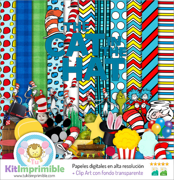 Digital Paper The Cat in a Hat M3 - Patterns, Characters and Accessories