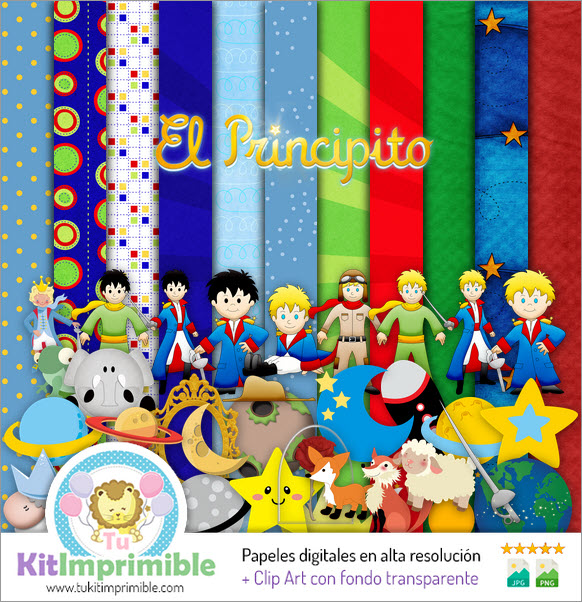 Цифровая бумага Little Prince M3 - выкройки, персонажи и аксессуары