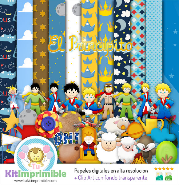 Цифровая бумага Little Prince M5 - выкройки, персонажи и аксессуары