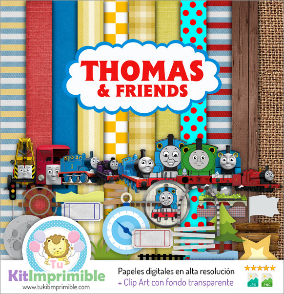 Цифровая бумага Thomas Train M2 - выкройки, персонажи и аксессуары