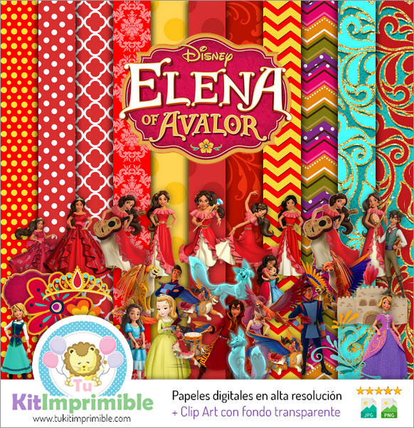 Elena of Avalor Digital Paper M1 - Patterns, Characters and Accessories