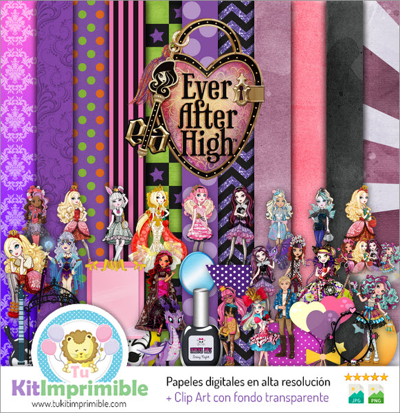 Ever After High M1 Digital Paper - Patterns, Characters and Accessories
