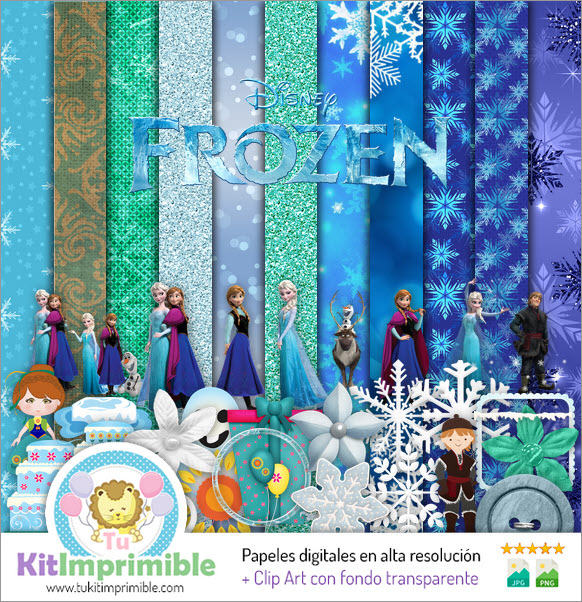 Papel Digital Frozen M3 - Patrones, Personajes y Accesorios