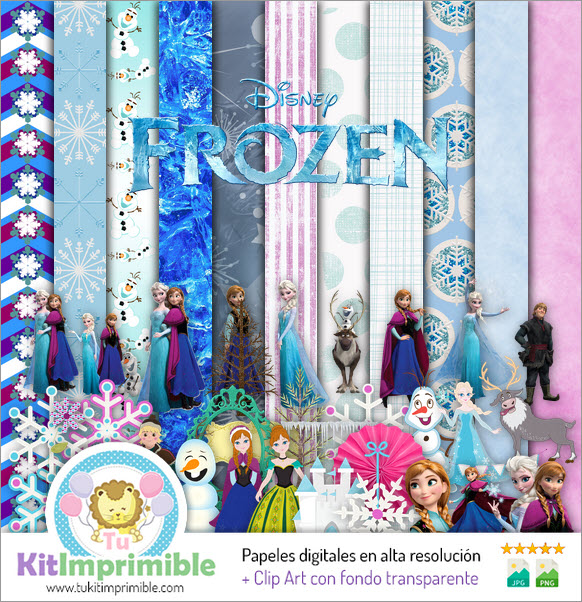 Цифровая бумага Frozen M5 - выкройки, персонажи и аксессуары