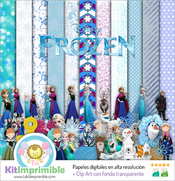 Цифровая бумага Frozen M6 - выкройки, персонажи и аксессуары