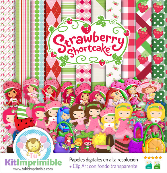 Papel digital Strawberry Shortcake M3 - padrões, personagens e acessórios