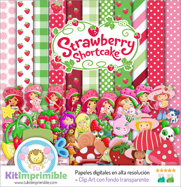 Strawberry Shortcake M4 Digital Paper - Muster, Charaktere und Zubehör