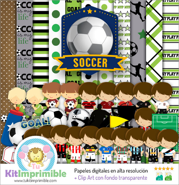 Soccer Digital Paper M1 - Patterns, Characters and Accessories