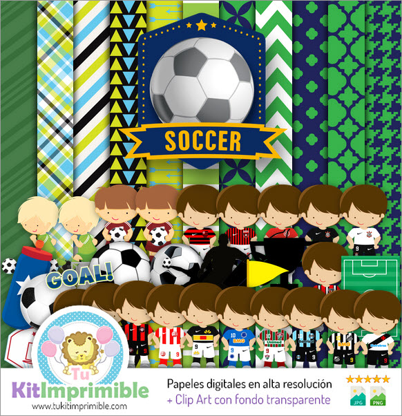 Soccer Digital Paper M3 - Patterns, Characters and Accessories