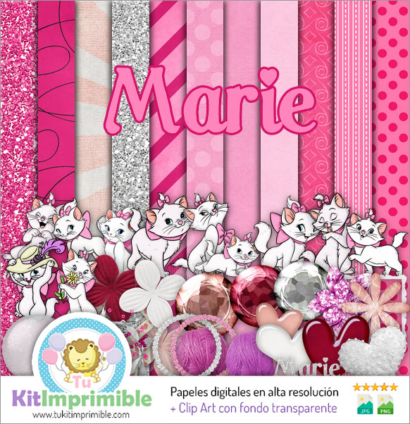 Marie Kitten Digital Paper M1 - Patterns, Characters and Accessories