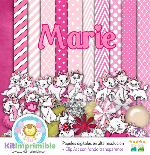 Marie Kitten Digital Paper M2 - Patterns, Characters and Accessories