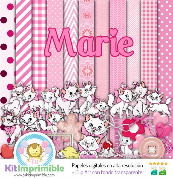 Marie Kitten Digital Paper M3 - Patterns, Characters and Accessories
