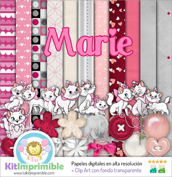 Marie Kitten Digital Paper M4 - Patterns, Characters and Accessories