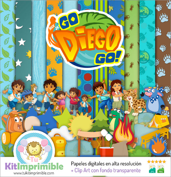 Цифровая бумага Go Diego Go M1 — выкройки, персонажи и аксессуары
