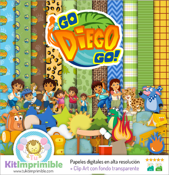 Цифровая бумага Go Diego Go M2 — выкройки, персонажи и аксессуары