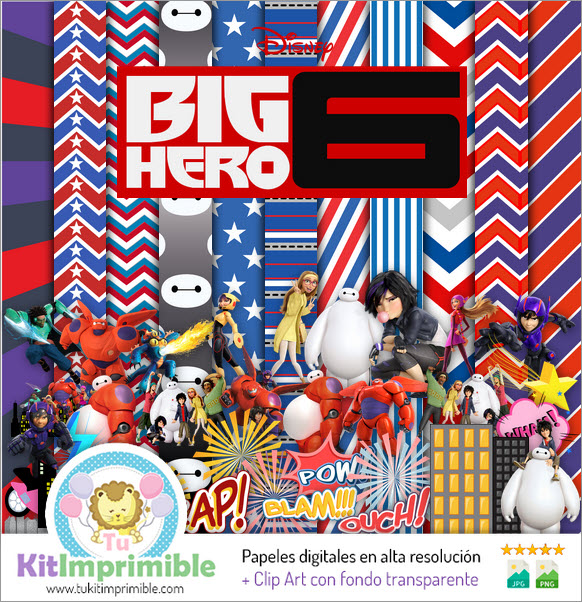Цифровая бумага Big Heroes M1 — выкройки, персонажи и аксессуары