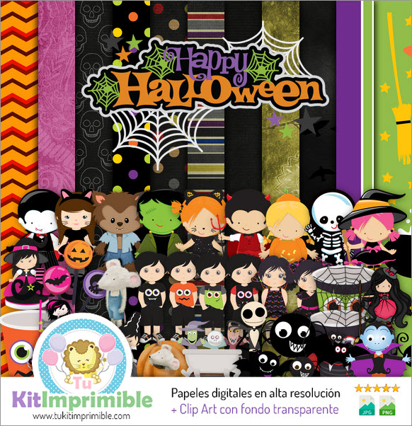 Halloween Digital Paper M11 - Patterns, Characters and Accessories
