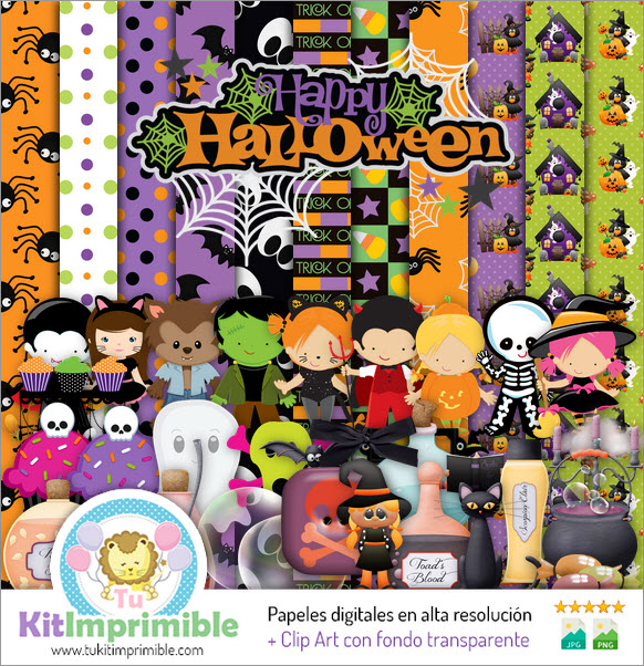 Halloween Digital Paper M1 - Patterns, Characters and Accessories