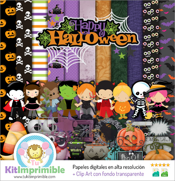 Halloween Digital Paper M2 - Patterns, Characters and Accessories