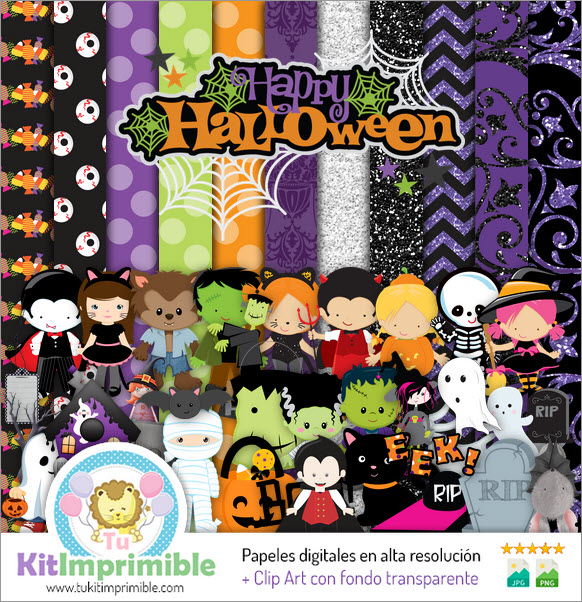 Halloween Digital Paper M3 - Patterns, Characters and Accessories